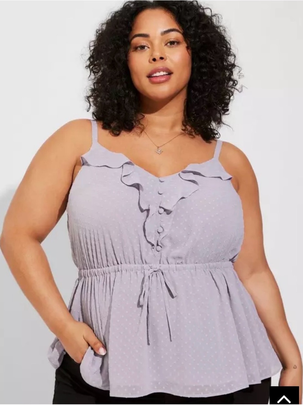 Torrid Lilac Ruffled Button-Front Peplum Tank Size 5
